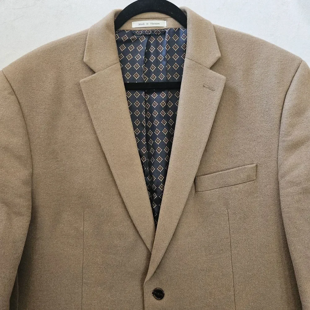 Lauren Ralph Lauren Blazer Jacket Mens 48R Camel Wool Cashmere Silk Sport Preppy